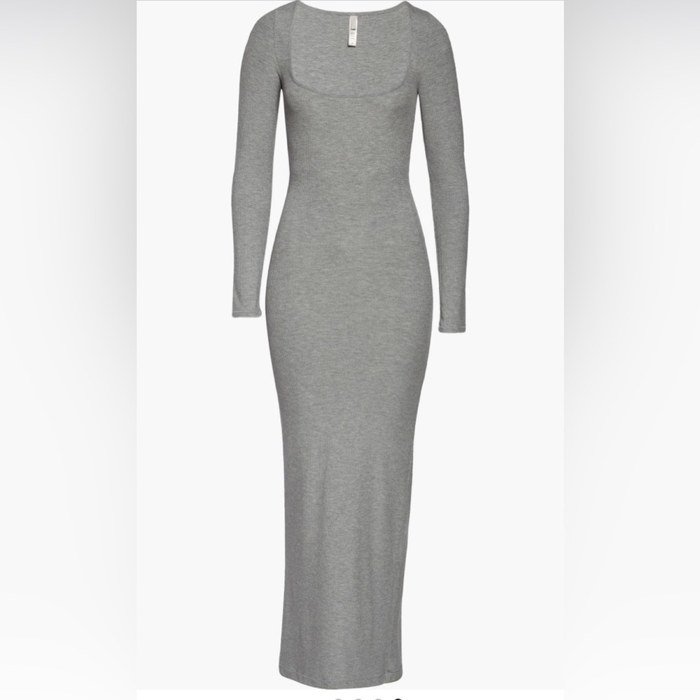 SKIMS SOFT LOUNGE LONG SLEEP DRESS, BRAND NEW, HEATHER GRAY, X-SMALL, $90